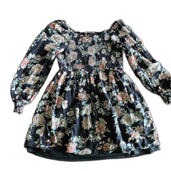 Art Class Gray Floral Peasant Dress Girls' M (7/8) - Picture 1 of 9
